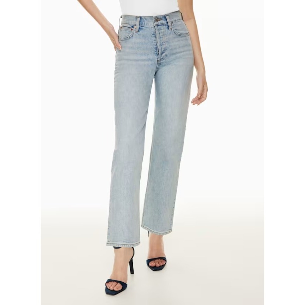 Denim Forum The Arlo High Rise Straight 28L Jeans Light Wash Blue Size 25